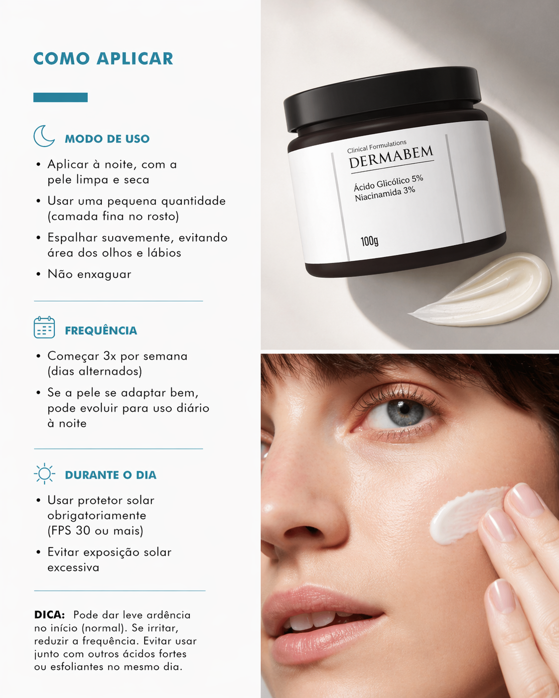 Ácido Glicólico Creme Facial Dermabem Clinical Formulations 100g