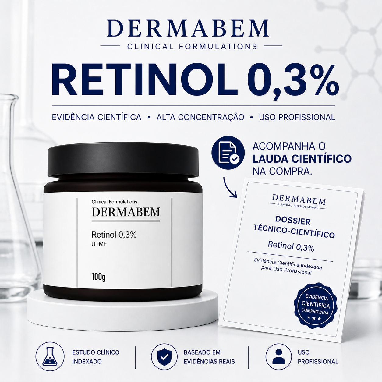 Retinol 0,3% Creme Facial Dermabem Clinical Formulations 100g