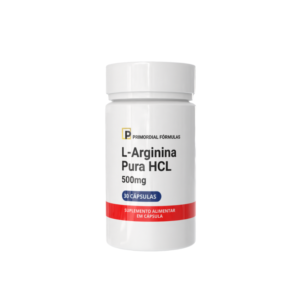L-Arginina Pura HCL 500mg Com 30 Cápsulas