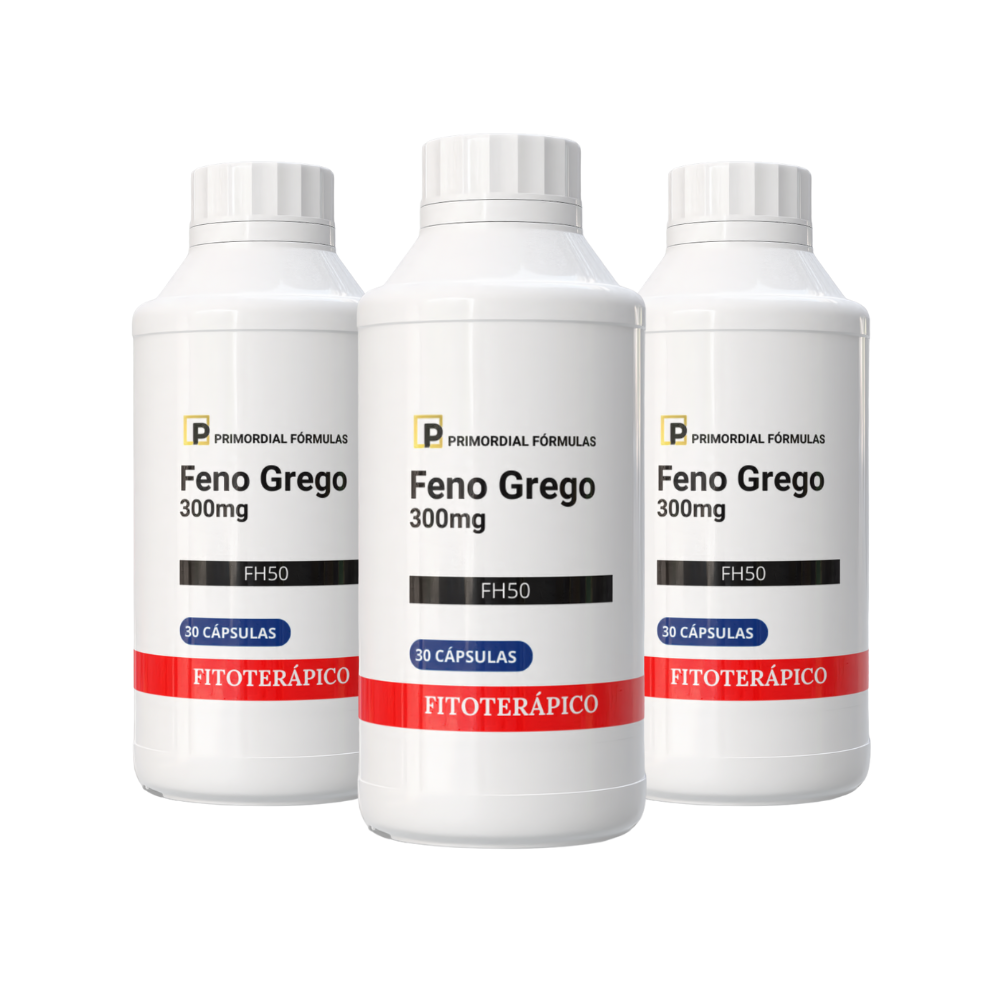 Kit 3 Feno Grego FH50 Concentrado 300mg Primordial Formulas Com 30 Cápsulas