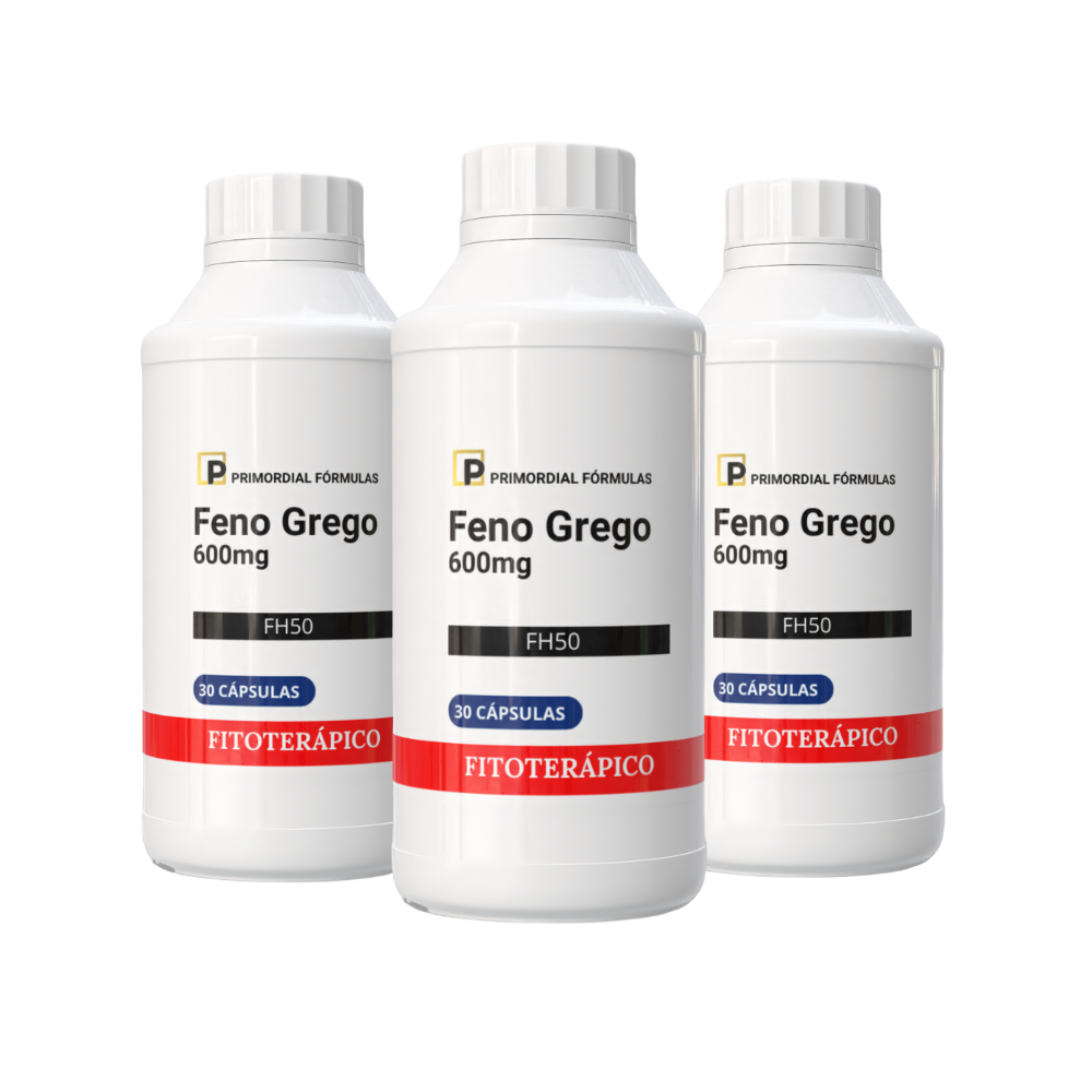 Kit 3 Feno Grego FH50 Concentrado 600mg Primordial Formulas Com 30 Cápsulas