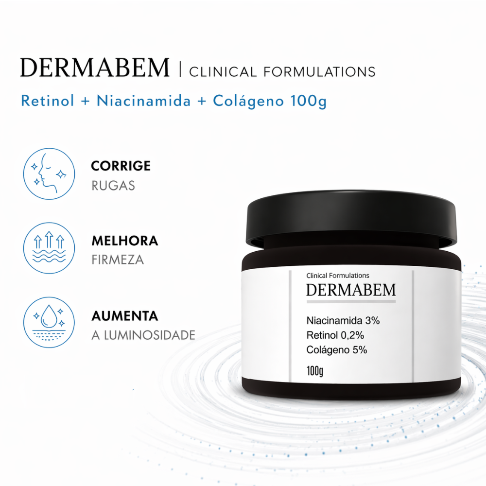 Retinol + Niacinamida + Colágeno Creme Facial Dermabem Clinical Formulations 100g