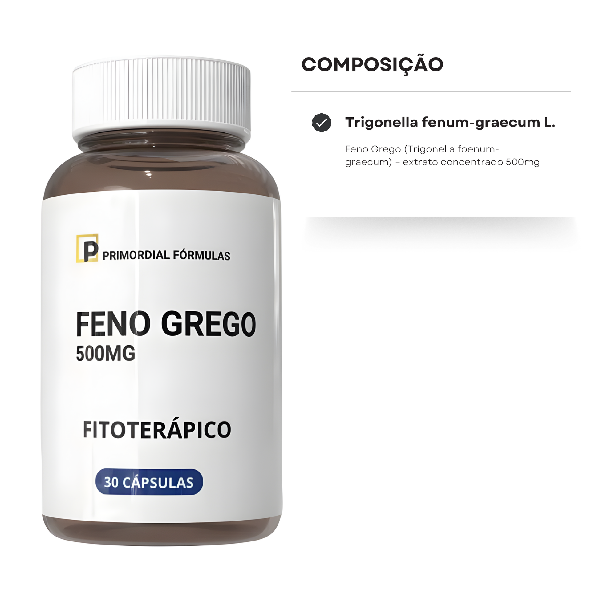 Feno Grego Concentrado 500mg Com 30 Cápsulas Primordial Formulas