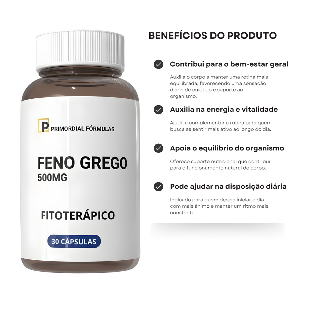 Feno Grego Concentrado 500mg Com 30 Cápsulas Primordial Formulas