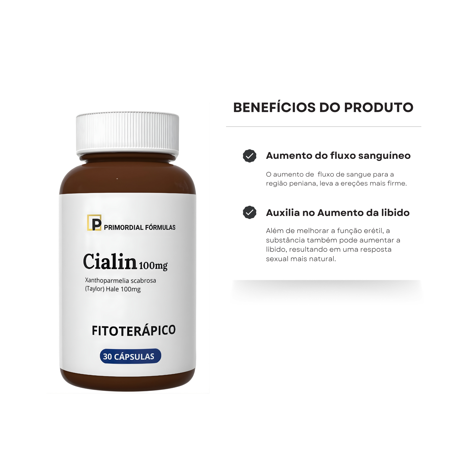 Cialin 100mg Primordial Formulas Com 30 Cápsulas