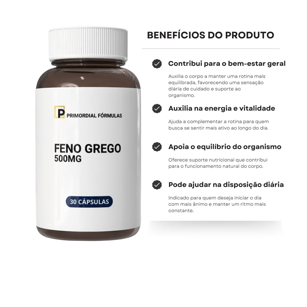 Feno Grego Concentrado 500mg Com 30 Cápsulas Primordial Formulas