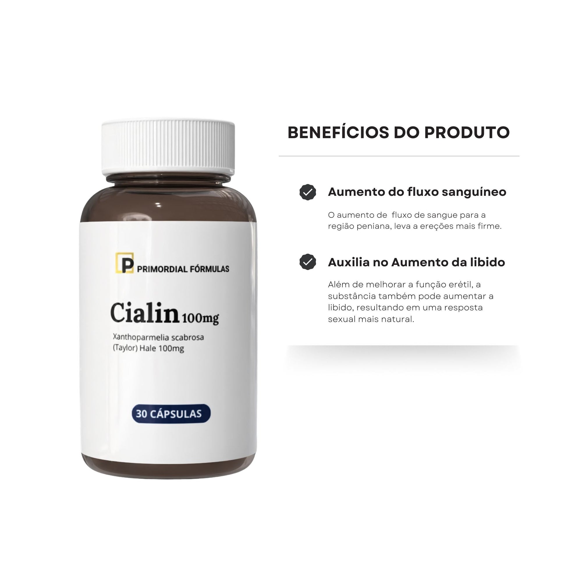 Cialin 100mg Primordial Formulas Com 30 Cápsulas
