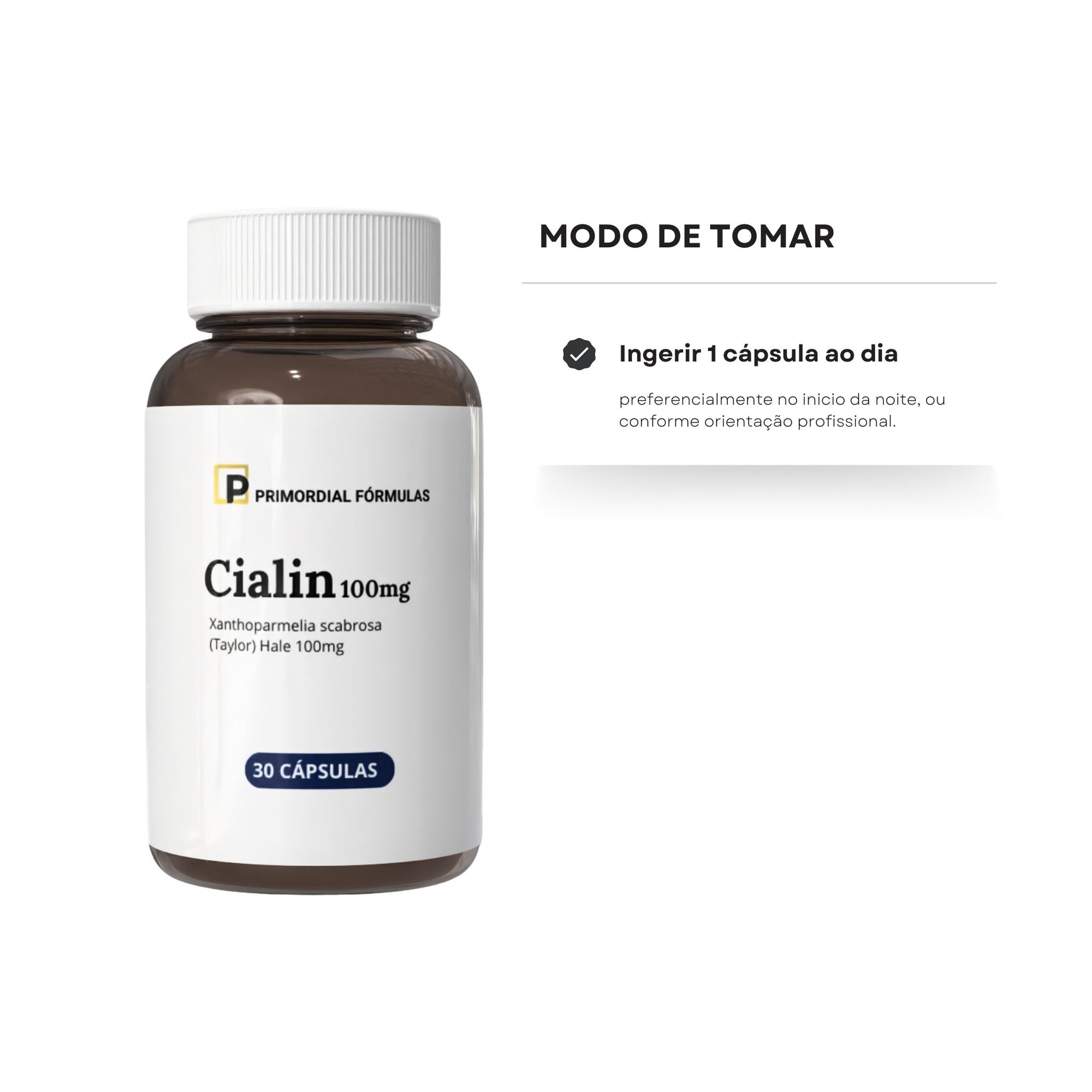 Cialin 100mg Primordial Formulas Com 30 Cápsulas