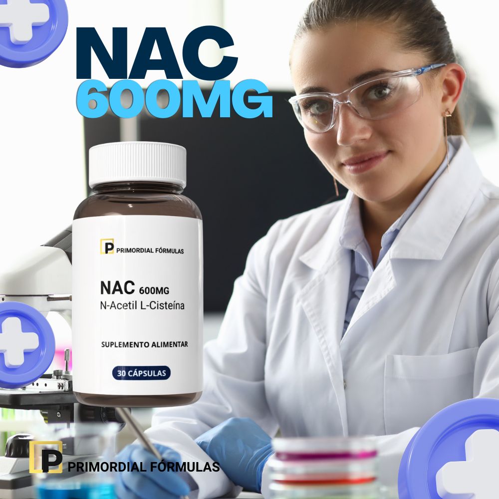 NAC N-Acetil L-Cisteína - 600mg - Precursor da Glutationa - 30 Cápsulas